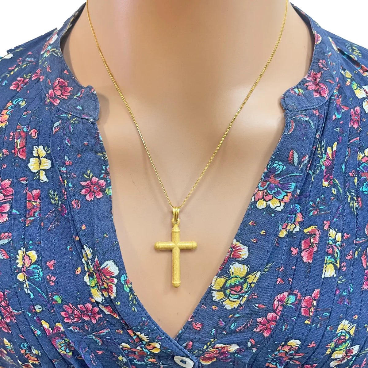 22ct Yellow Gold Lightweight Matt Cross Pendant 35mm Length 19mm Width 