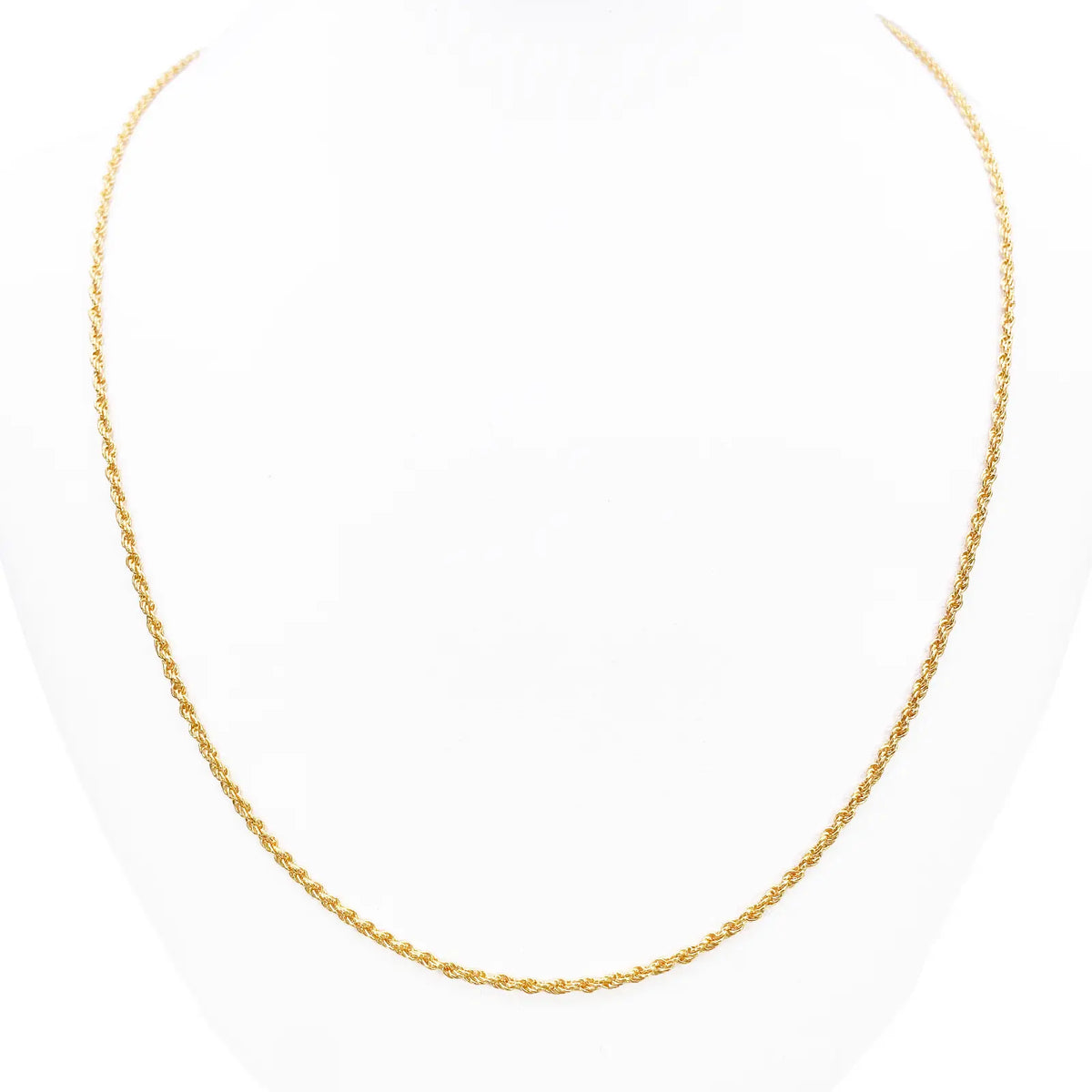 22ct Yellow Gold Lightweight Rope Chain Necklace 18 Inches 1.7mm Width 