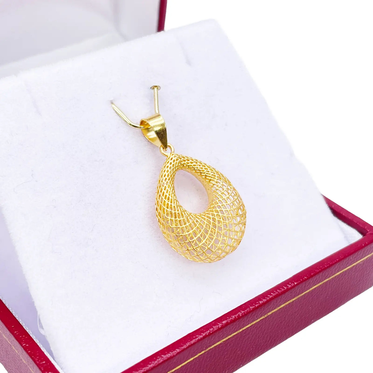 22ct Yellow Gold Mesh Matt Big Oval Pendant 25mm Length 