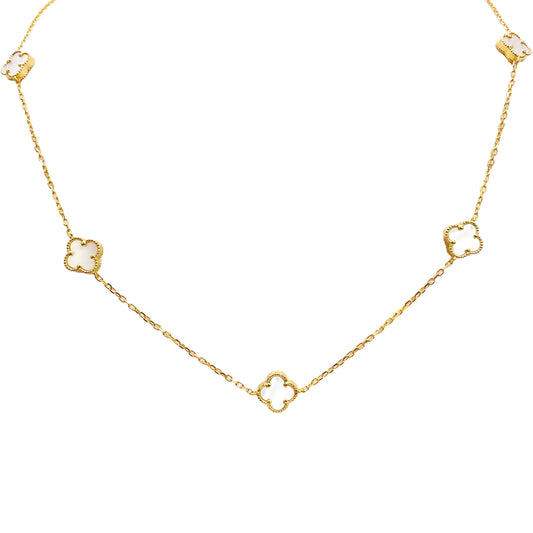 22ct Yellow Gold Mother Of Pearl Clover Necklace 19.5"inches Width 9.4mm  Diamond Bracelets