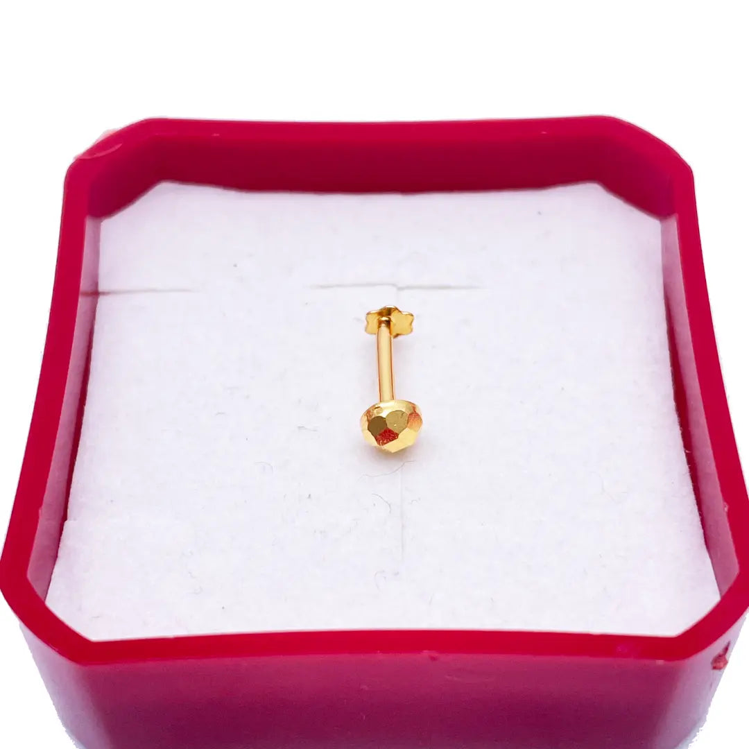 22ct Yellow Gold Plain Gold Diamond Cut design Nose Stud 3.7 MM 