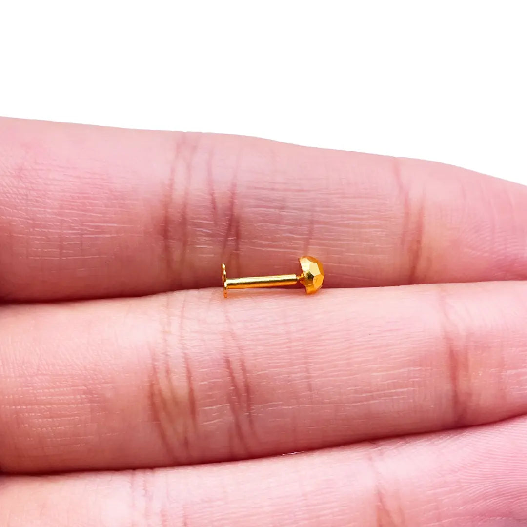 22ct Yellow Gold Plain Gold Diamond Cut design Nose Stud 3.7 MM 