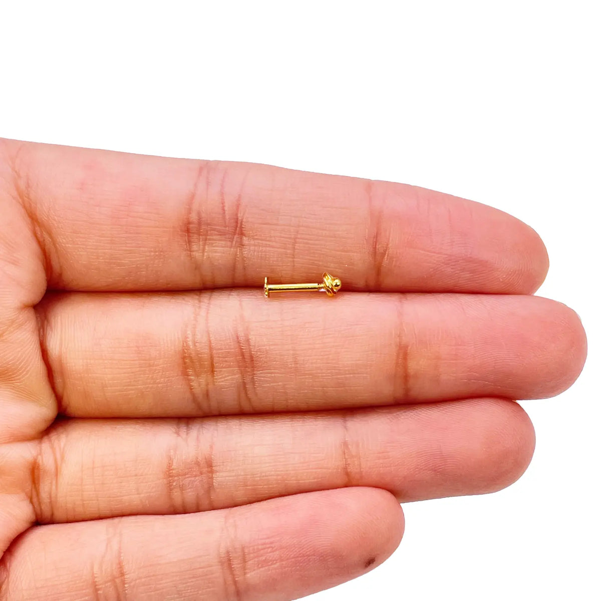 22ct Yellow Gold Plain High Polished Diamond Cut Rose Nose Stud/Pin 3mm Length 