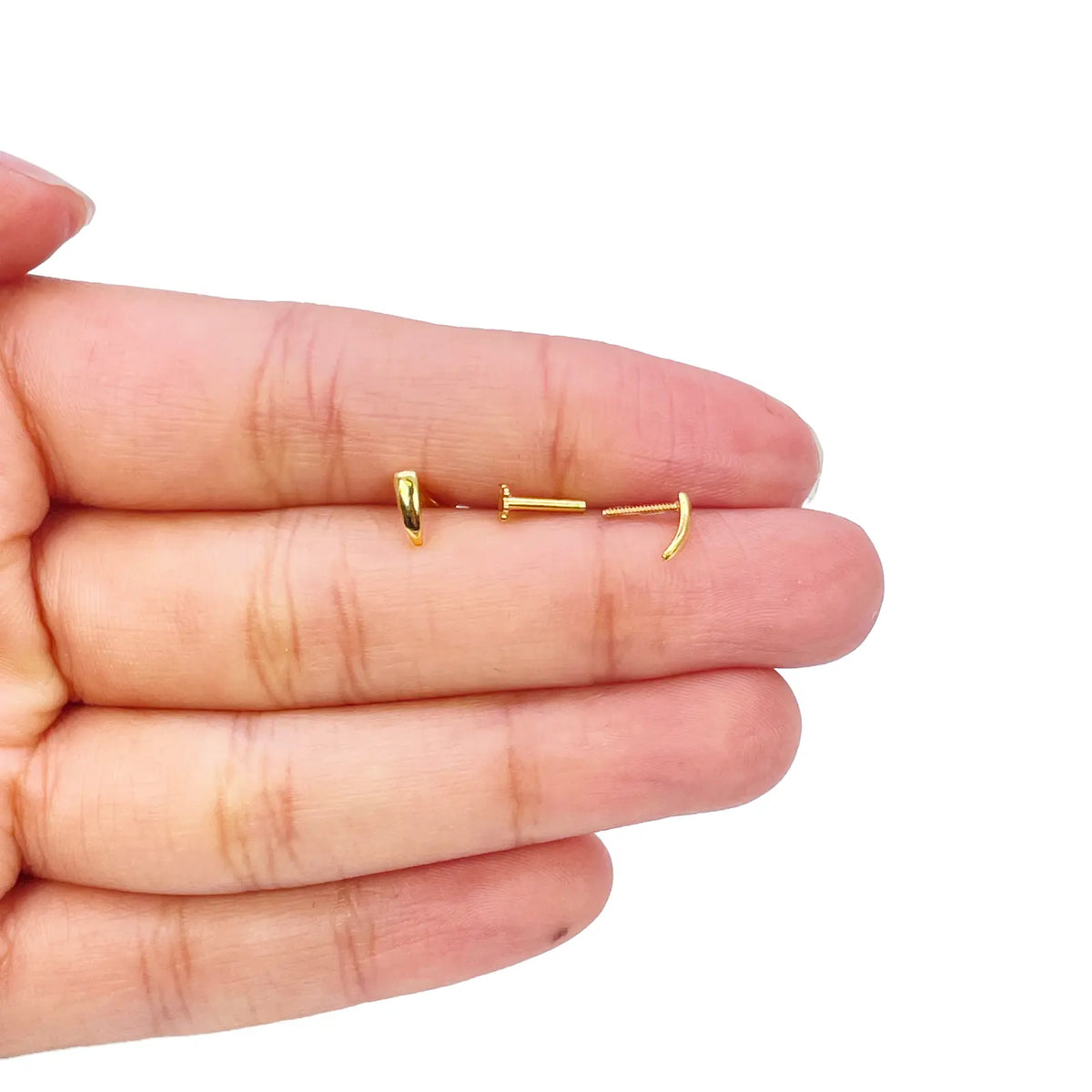 22ct Yellow Gold Plain High Polished Nose Stud/Pin 6mm Length 