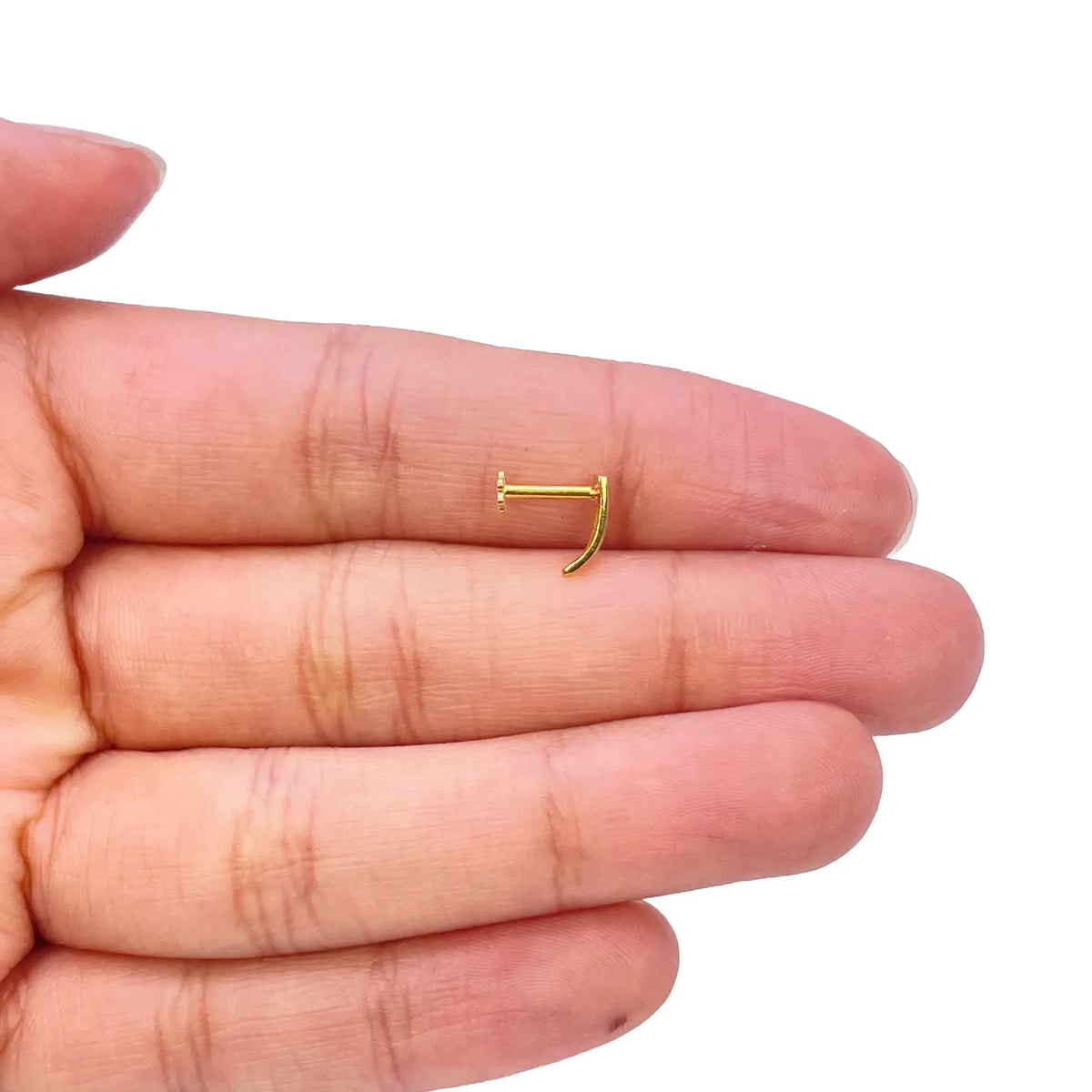 22ct Yellow Gold Plain High Polished Nose Stud/Pin 8mm Length 