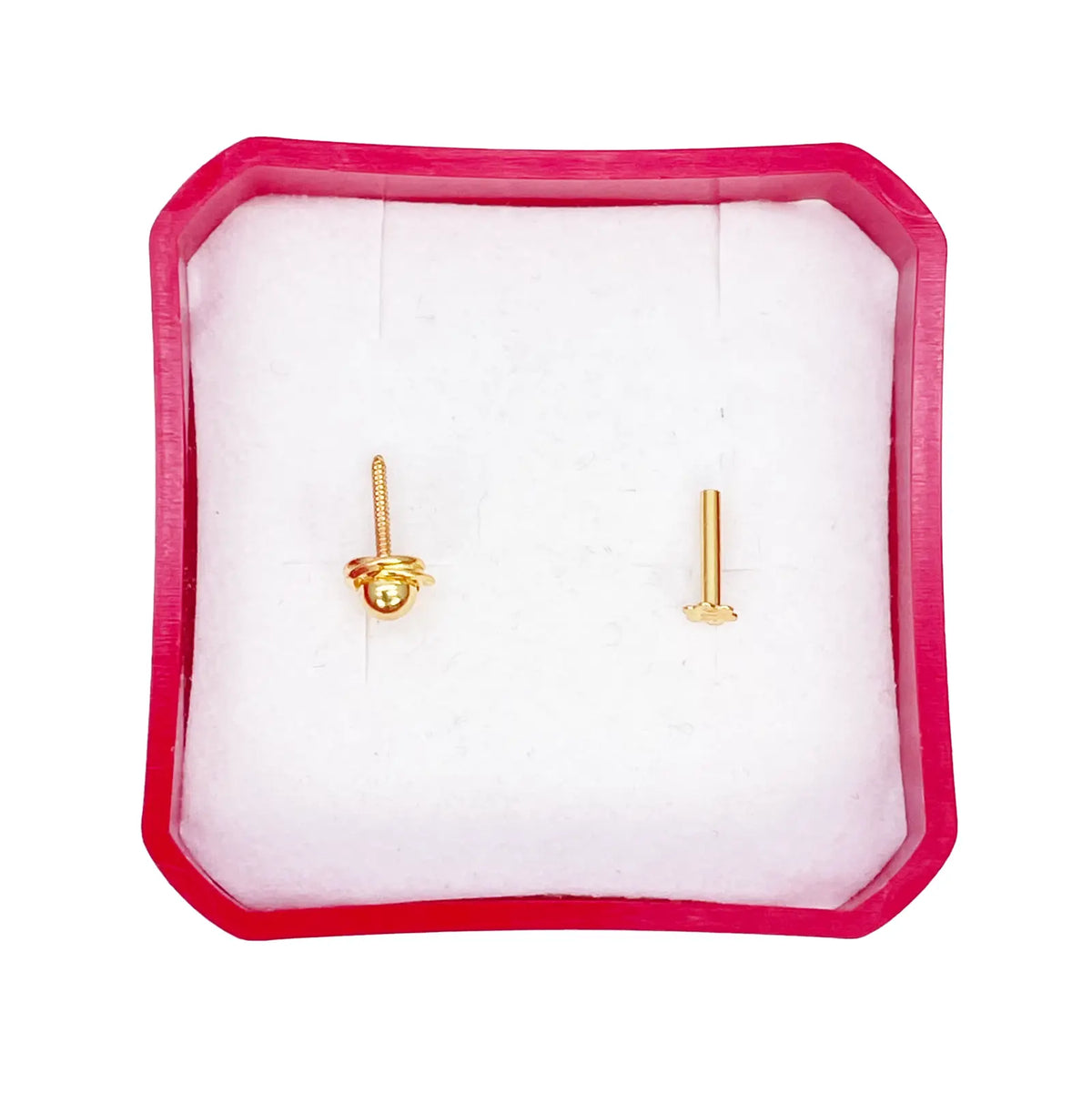 22ct Yellow Gold Plain High Polished Rose Nose Stud/Pin 4.5mm Length 