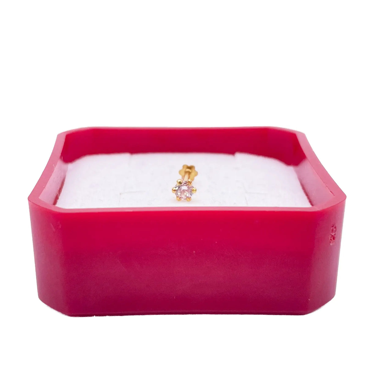 22ct Yellow Gold Six Claw Prong Cubic Zirconia Nose Stud/Pin 3mm Length 