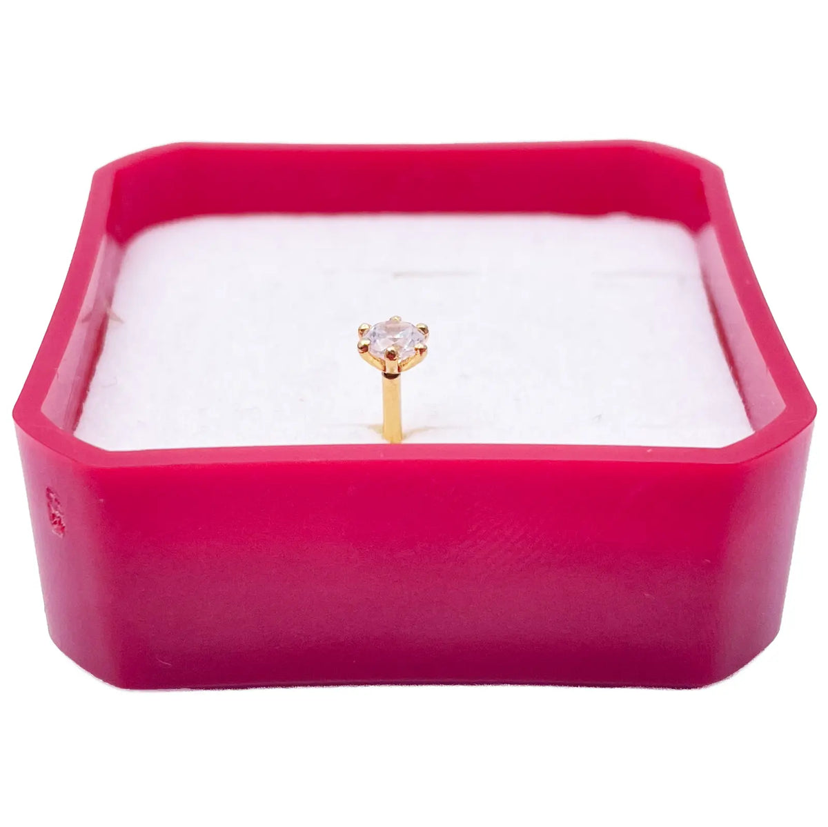 22ct Yellow Gold Six Claw Prong Cubic Zirconia Nose Stud/Pin 4mm Length 
