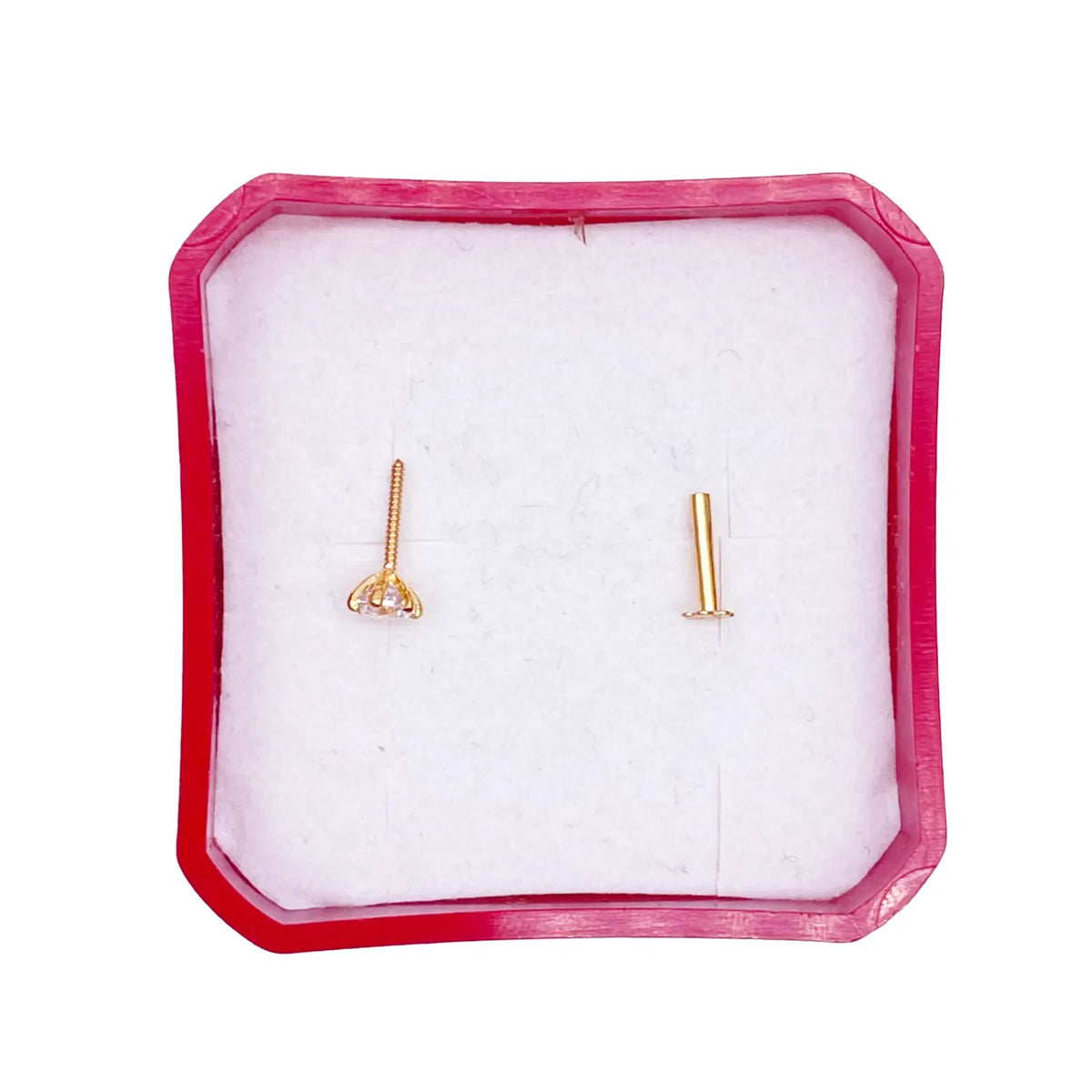 22ct Yellow Gold Six Claw Prong Small Nose Stud/Pin 4mm Length 
