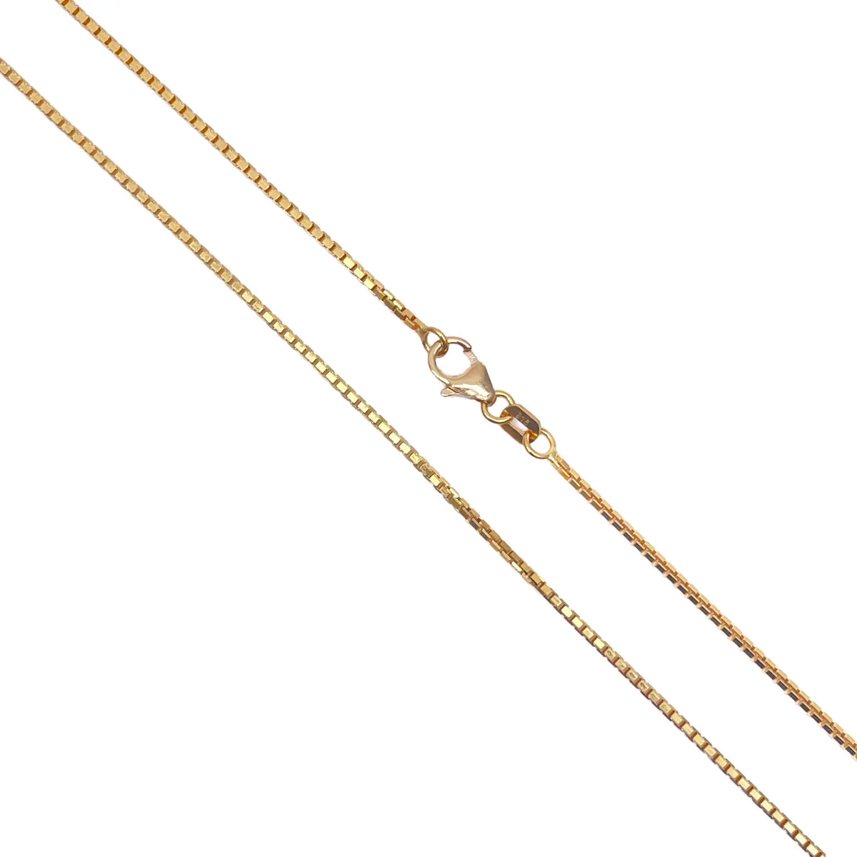 22ct Yellow Gold Solid Box Link Thin Chain 18''Inches 1.3mm Width 