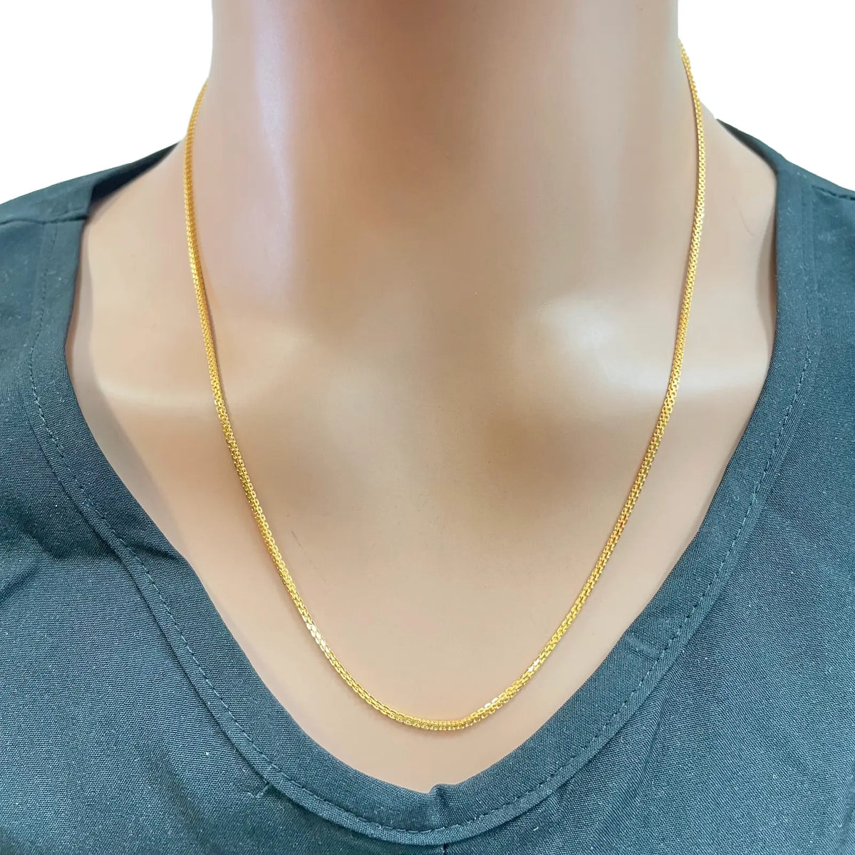 22ct Yellow Gold Solid Double Cable Trace Chain Necklace 20.5 Inches 1.2mm Width 