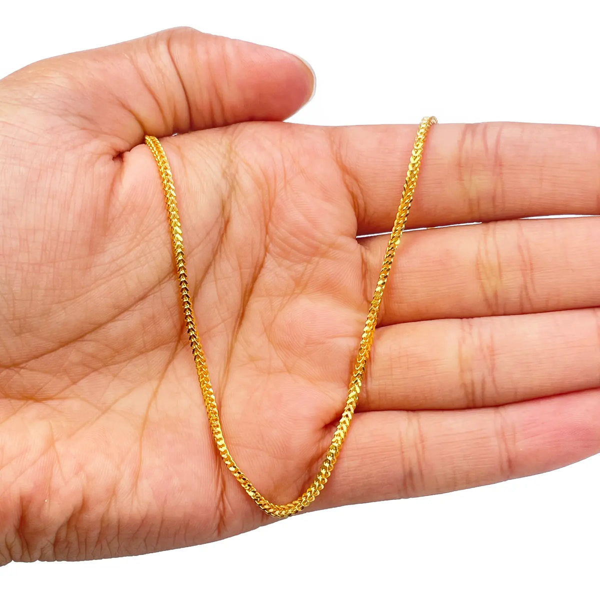 22ct Yellow Gold Solid Foxtail Chain Necklace 16'' inches 1.8mm Width 
