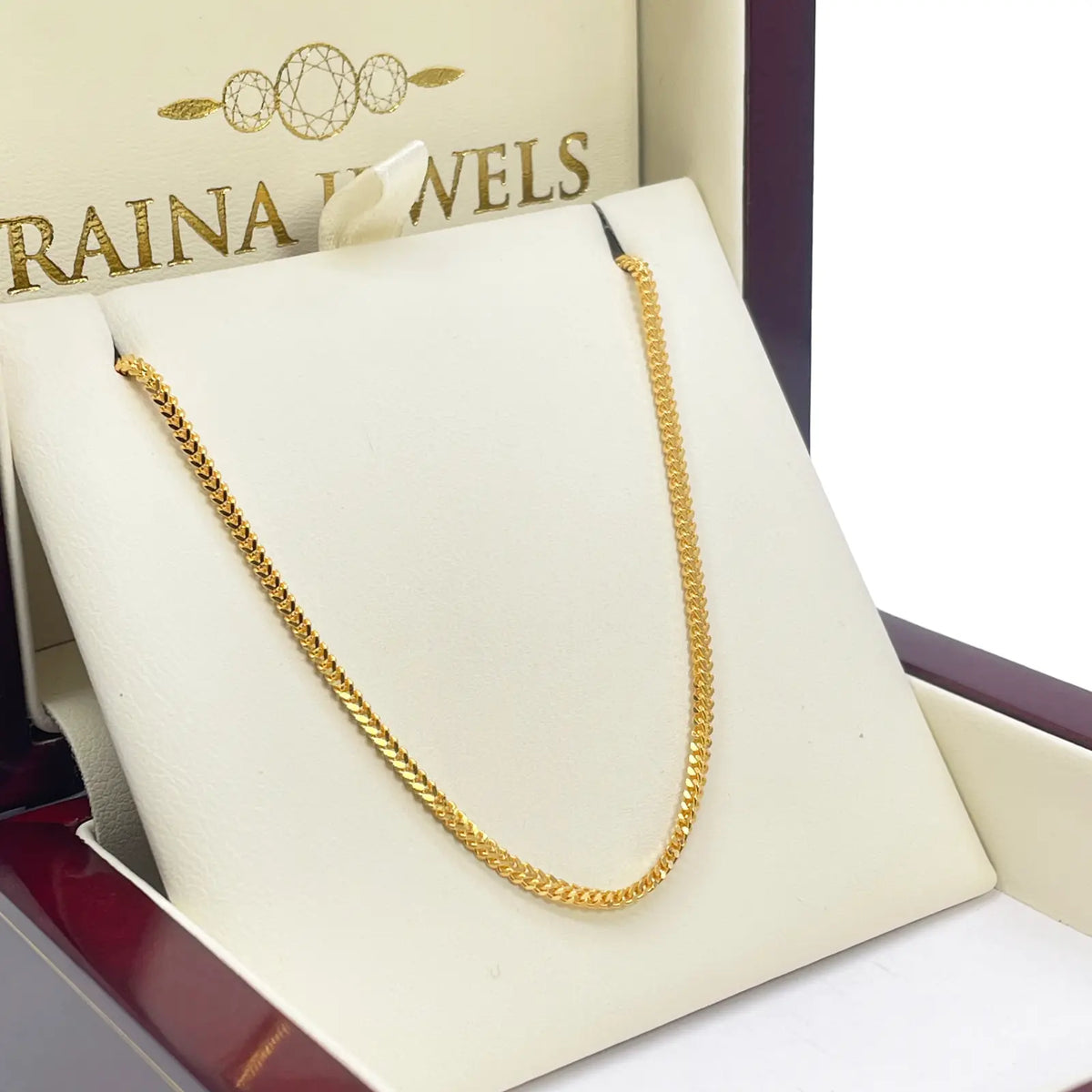 22ct Yellow Gold Solid Foxtail Chain Necklace 16'' inches 1.8mm Width 