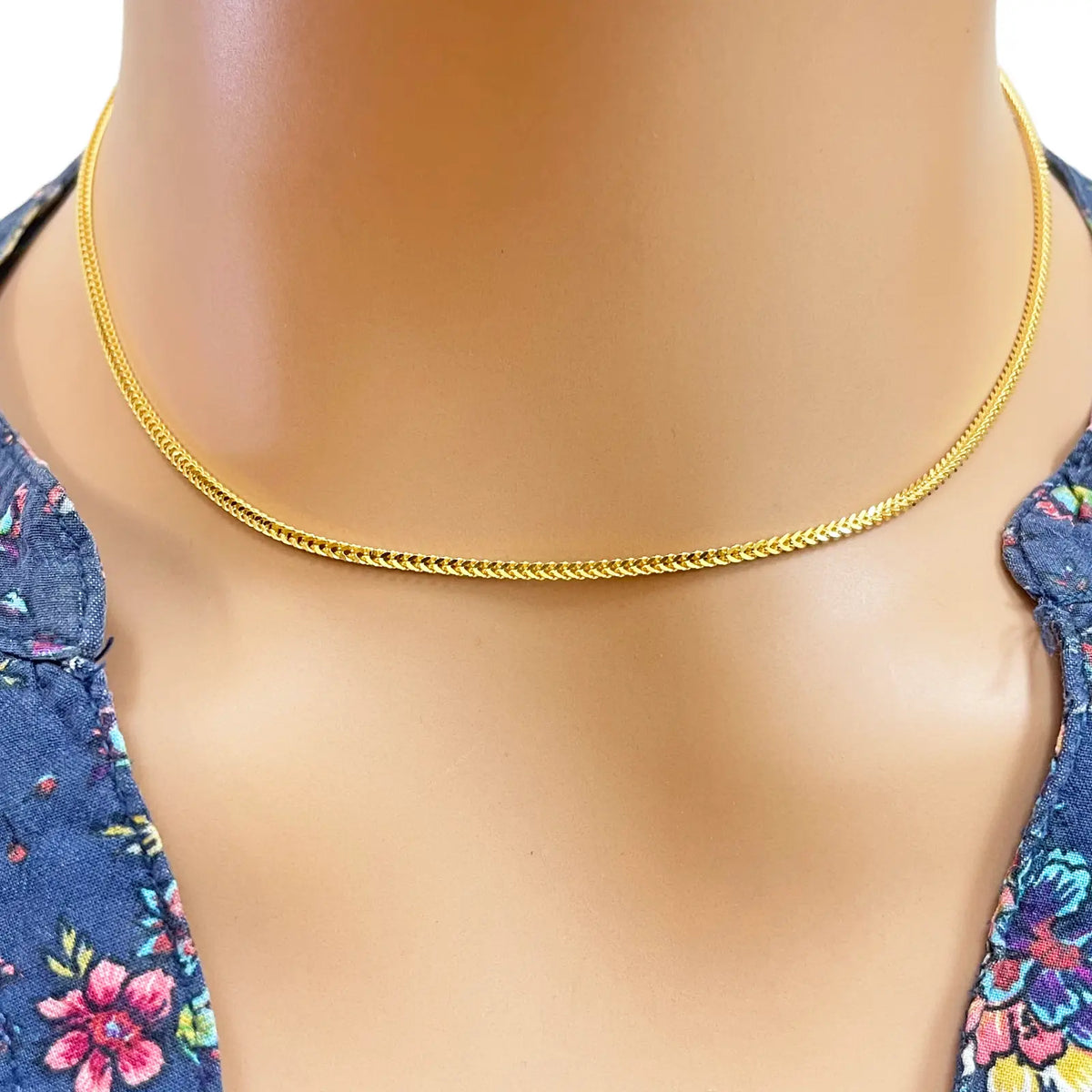 22ct Yellow Gold Solid Foxtail Chain Necklace 16'' inches 1.8mm Width 