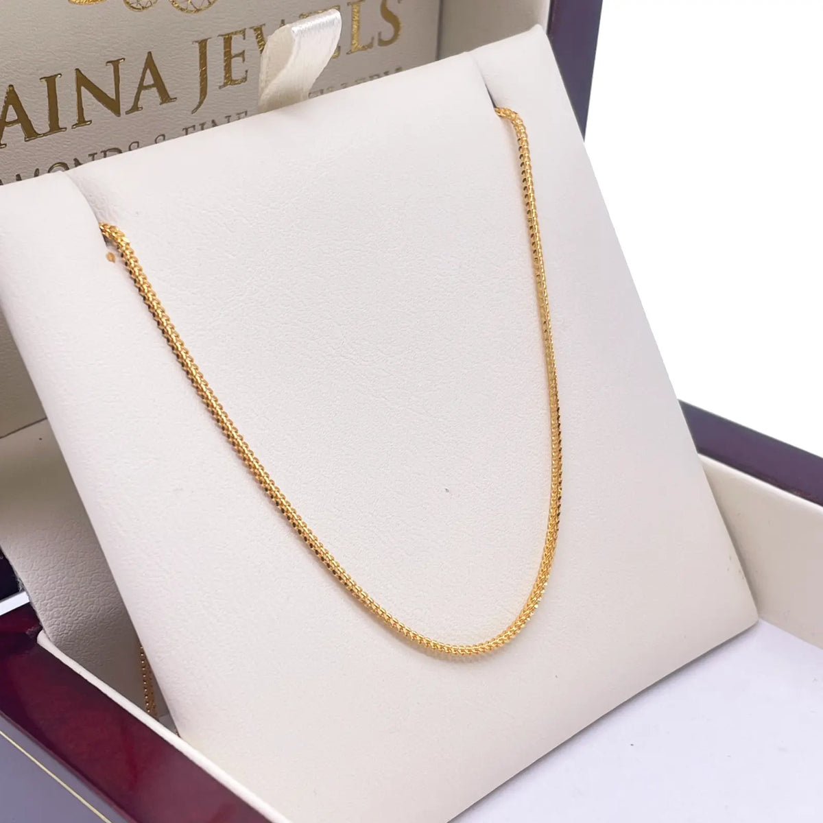 22ct Yellow Gold Solid Foxtail Chain Necklace 18'' inches 1.2mm Width 