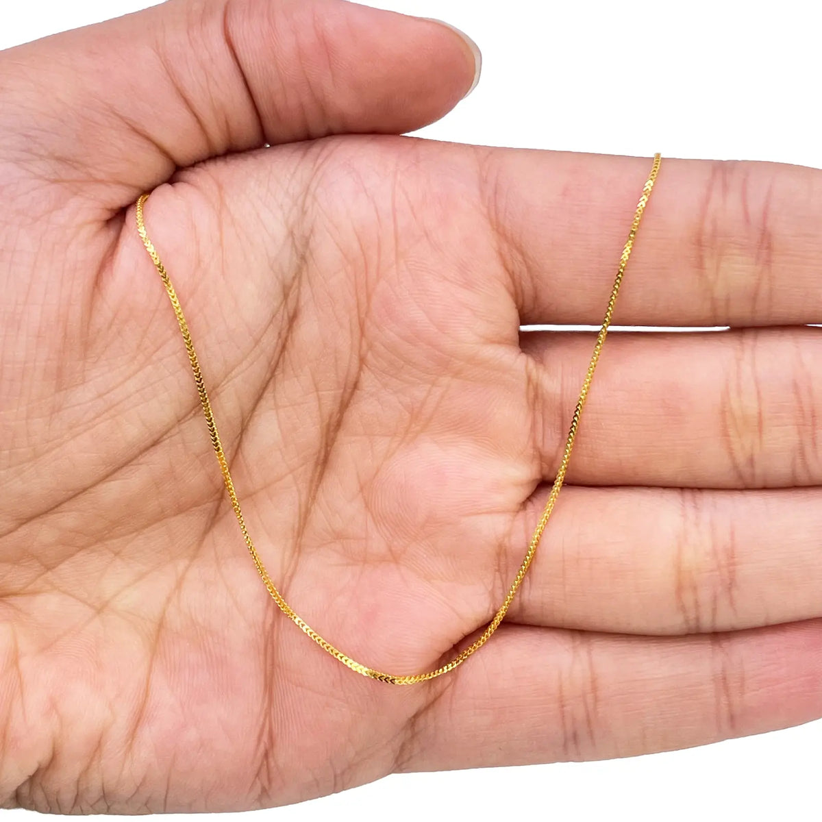 22ct Yellow Gold Solid Foxtail Chain Necklace 18''inches 0.6mm Width 