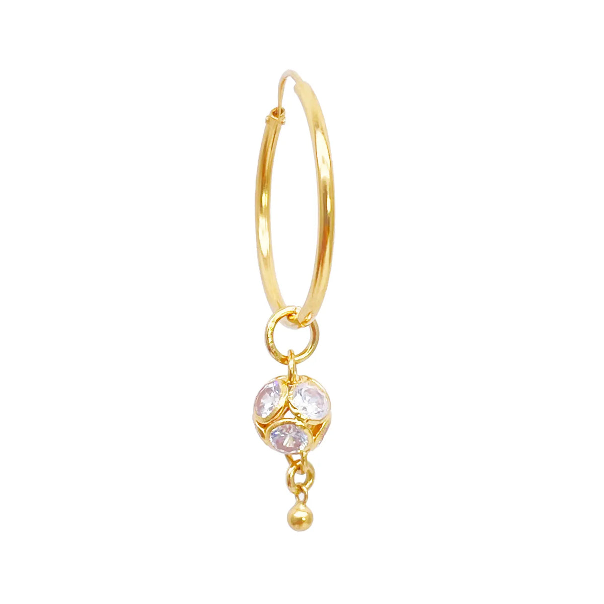 22ct Yellow Gold Sparkly Cubic Zirconia Ball Drop Dangle Single Earring, Bracelet Charm Pendant 