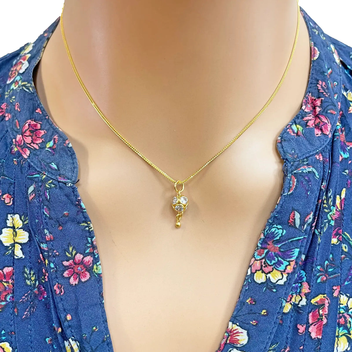 22ct Yellow Gold Sparkly Cubic Zirconia Ball Drop Dangle Single Earring, Bracelet Charm Pendant 