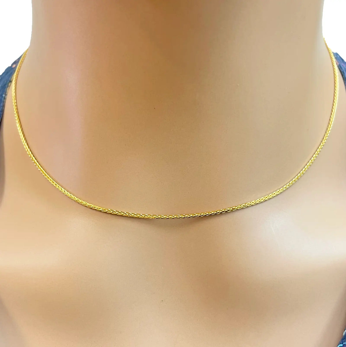 22ct Yellow Gold Spiga Chain Necklace 16'' inch 1.2mm Width 