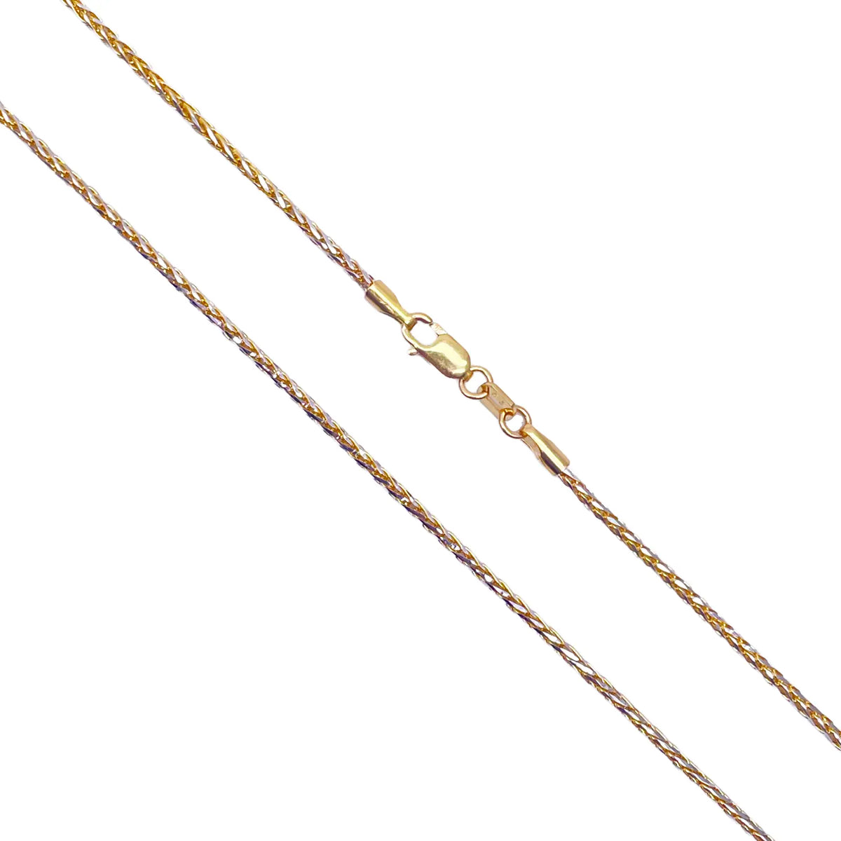22ct Yellow Gold Two Tone Spiga Chain Necklace 20"inches 1.5mm Width 