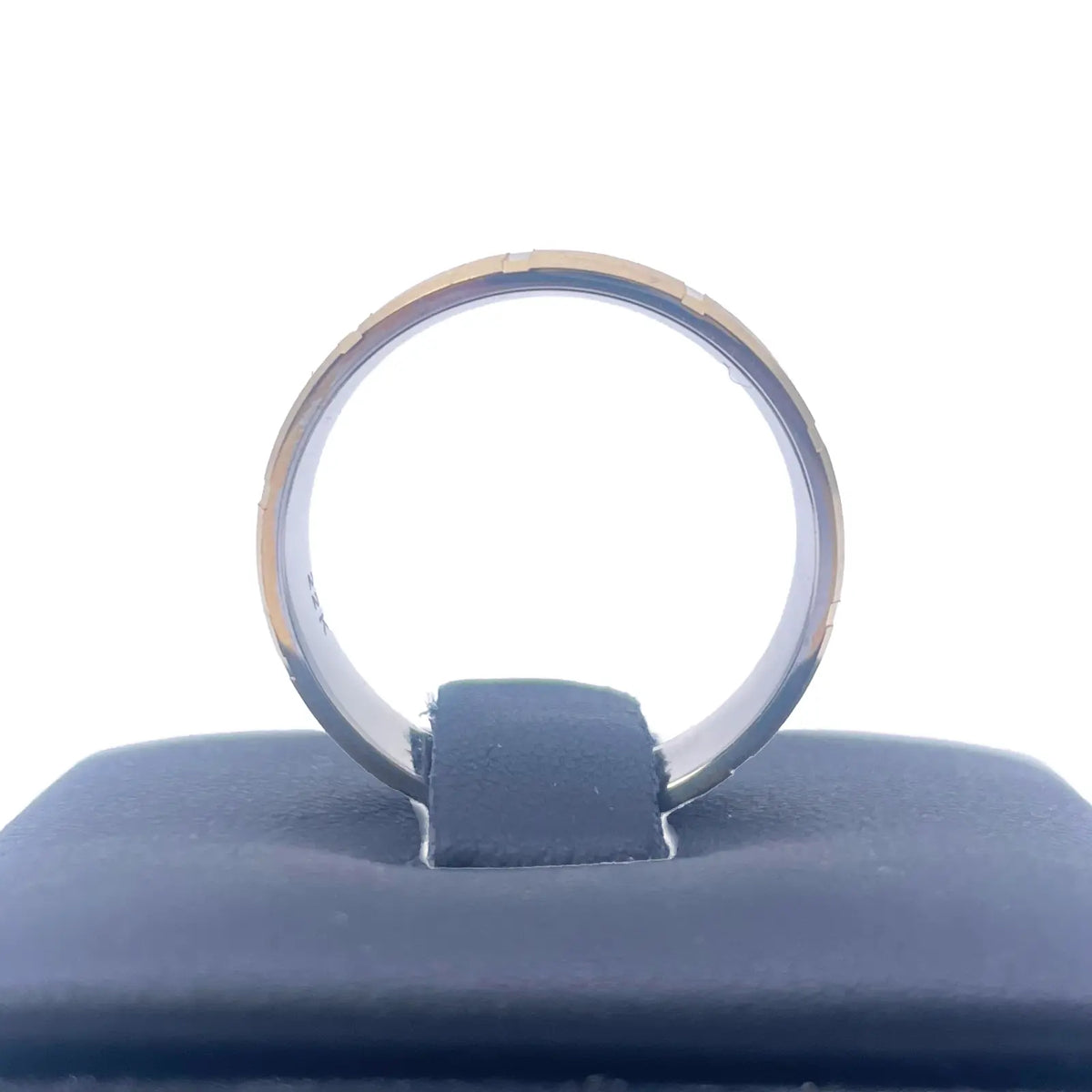 22ct Yellow Gold Two Tone Wedding Band 6mm Square Matt Finish & Bevelled Edges 