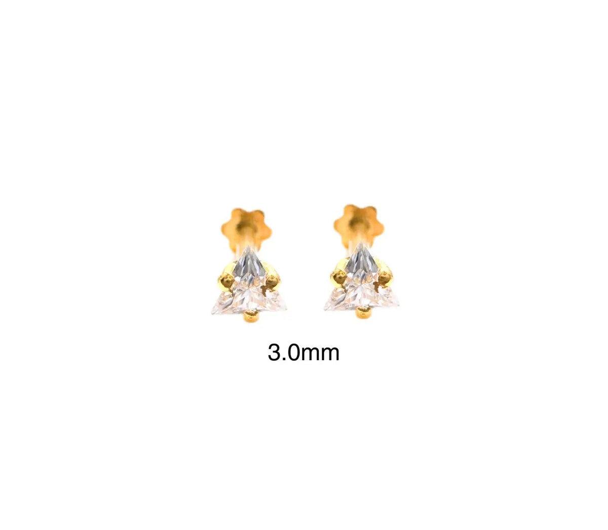 22ct Yellow Gold & Cubic Zirconia Children's Stud Earrings 3.5/3.0/4.0/4.5MM - Raina Jewels