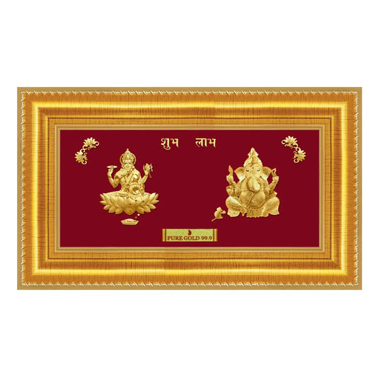 24ct Pure Gold Leaf Lakshmi & Ganesha Frame 21.6 x 12.7cm  Diamond Bracelets