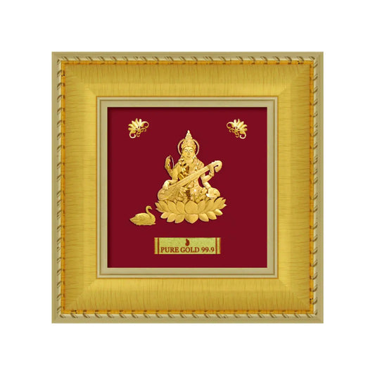 24ct Pure Gold Leaf Saraswati Frame 12.7 x 12.7cm 