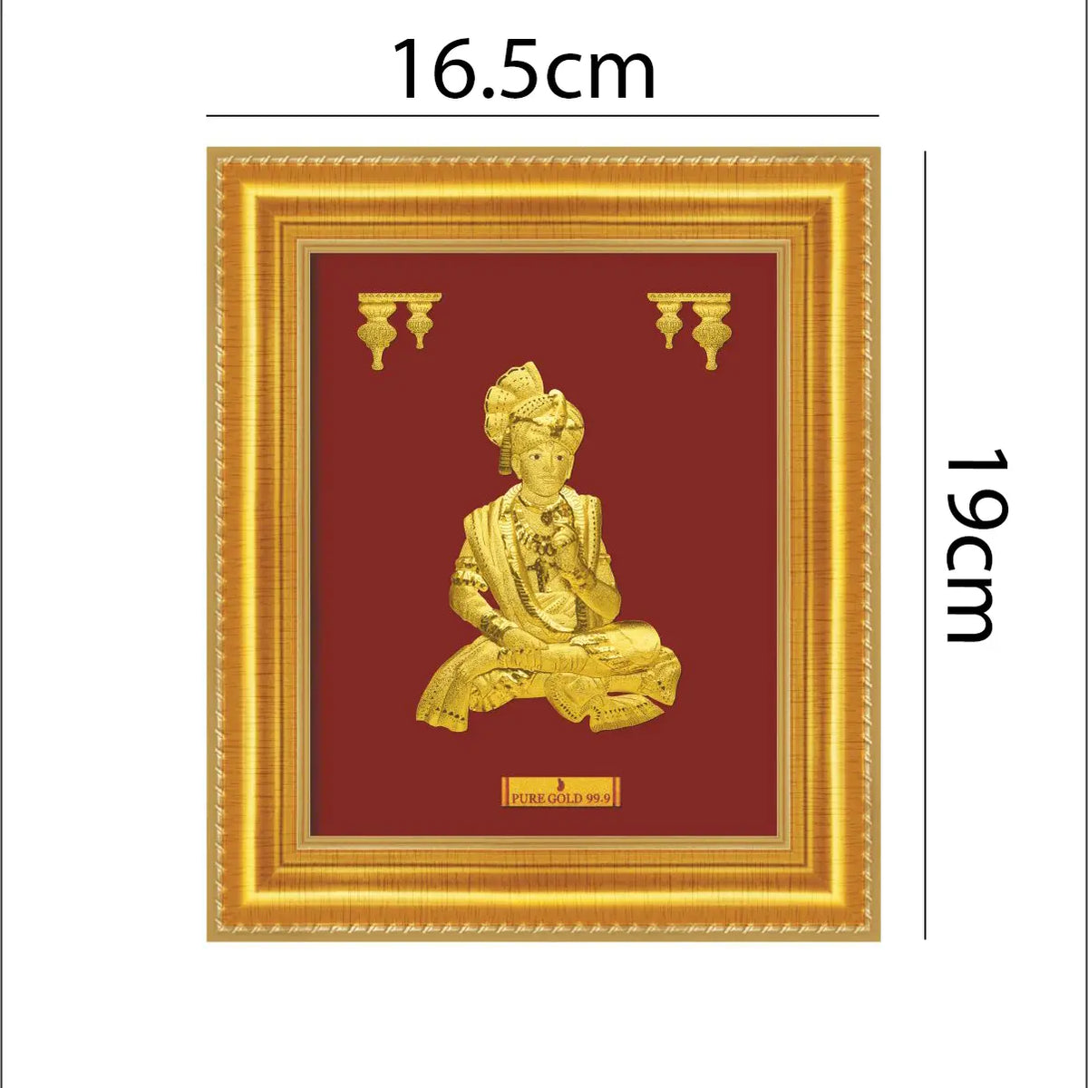 24ct Pure Gold Leaf Swaminarayan Frame 16.5 x 19cm 