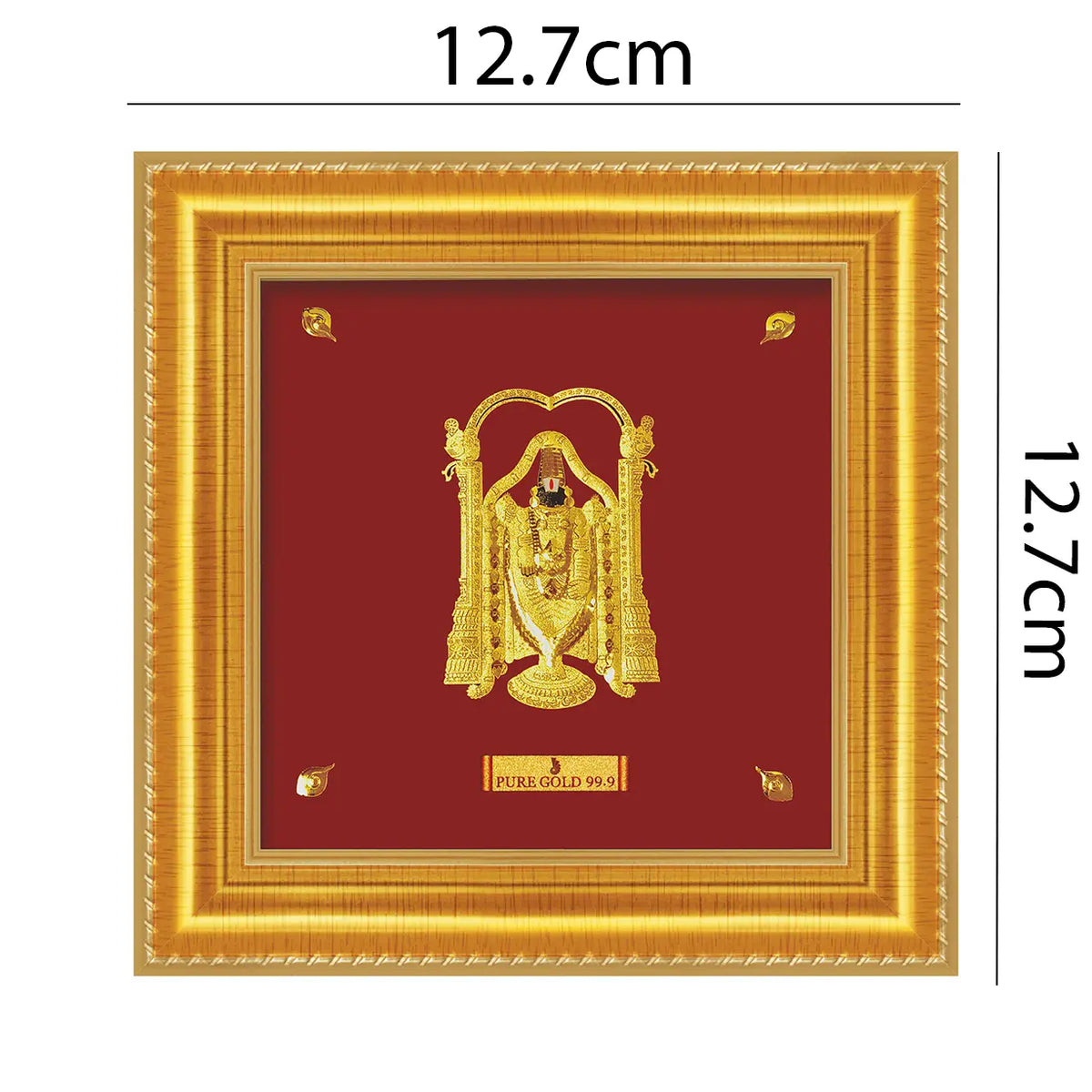 24ct Pure Gold Leaf Venkateswara/Balaji Frame 12.7 x 12.7cm 
