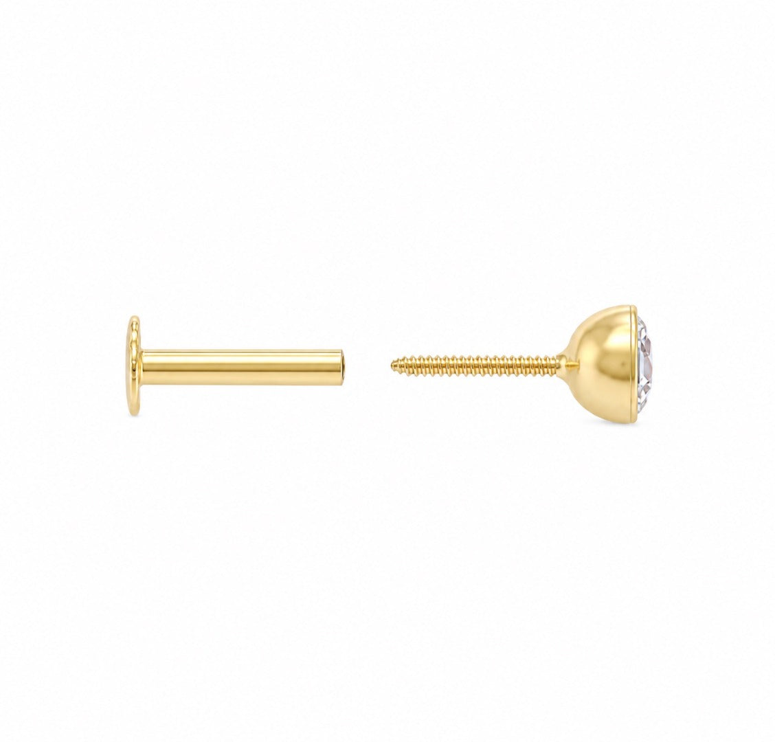 Boucles d'oreilles clous pour enfants en or jaune 22 carats serti clos rond 2,5-4,5 mm
