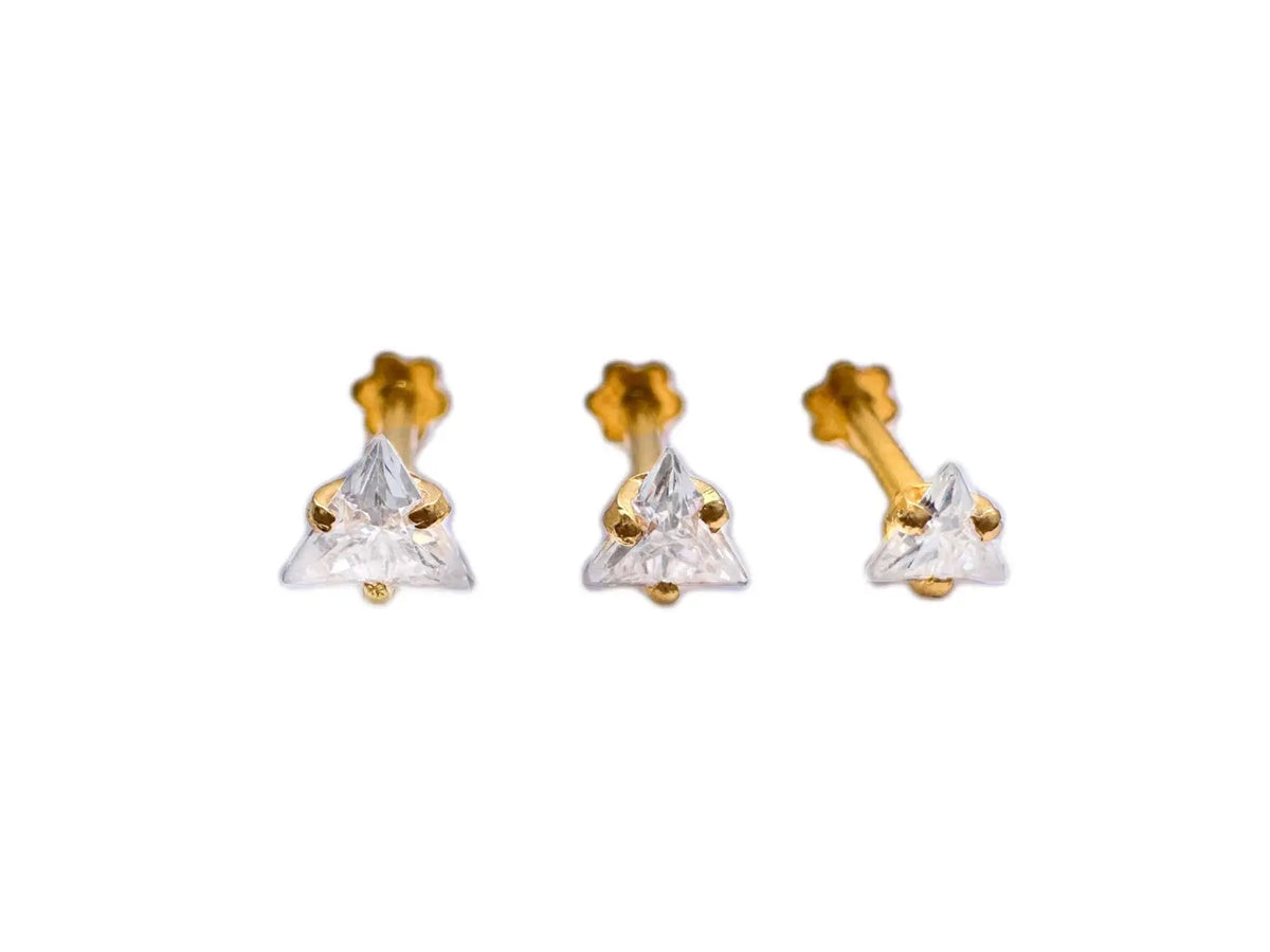 22ct Yellow Gold & Cubic Zirconia Nose Studs/Nose Pin (2.5MM/3.5MM/4.0MM/4.5MM) 