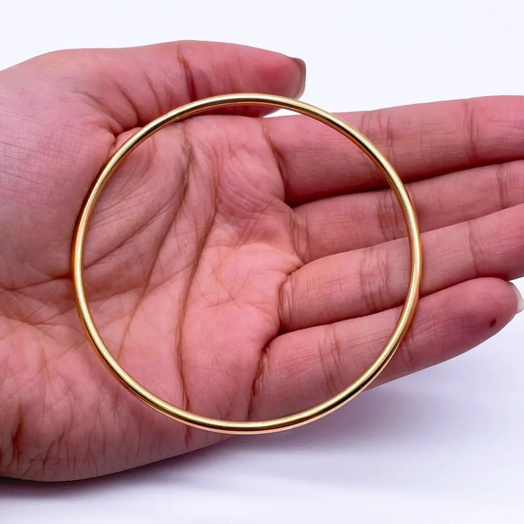 22ct Yellow Gold Solid Round Wire Handmade Plain Bangle 16.5gm 