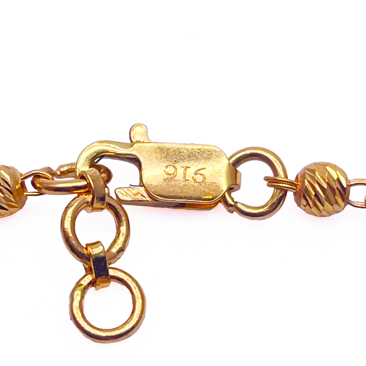 22ct Yellow Gold Double Layered Chain With Diamond Cut Beads Bracelet