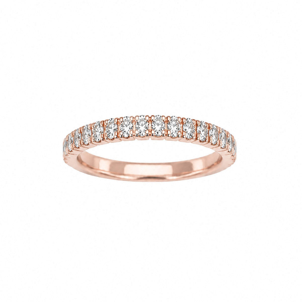 18ct Rose Gold Natural Diamond Half Eternity Ring Claw Set 0.26ct