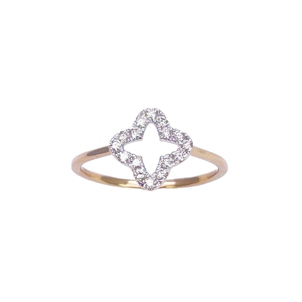 18ct Yellow Gold Diamond Clover/Flower Shaped Ring 0.18ct