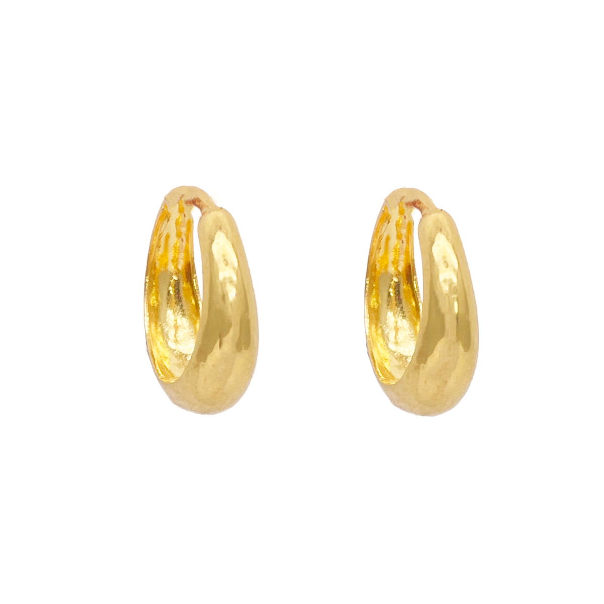18ct Yellow Gold Pair Of High Polished Dome Hoop Huggie Earrings 10.8mm Diameter