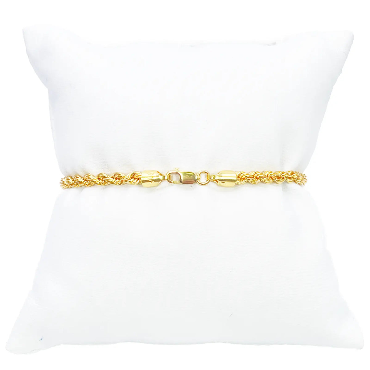 22ct Yellow Gold Lightweight Rope Chain High Polished Plain Bracelet 7 Inches 