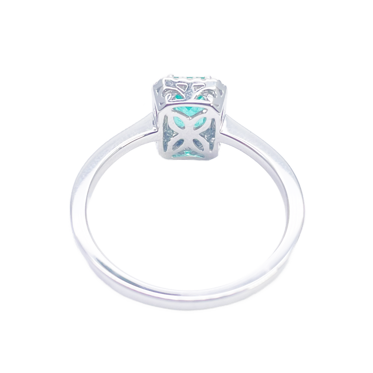 18kt guld naturlig smaragd diamant halo ring rund & smaragd slibning 0,70ct