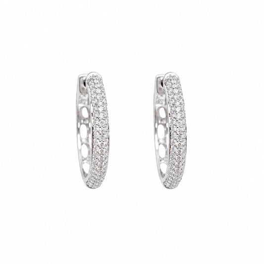 14ct Gold Diamond Hoops 0.60ct Natural Diamond Huggies Earrings 16.5mm Diameter