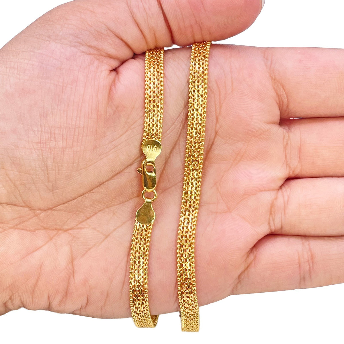 22ct Yellow Gold Flat Link Chain Necklace 20 Inches 5.2mm Width