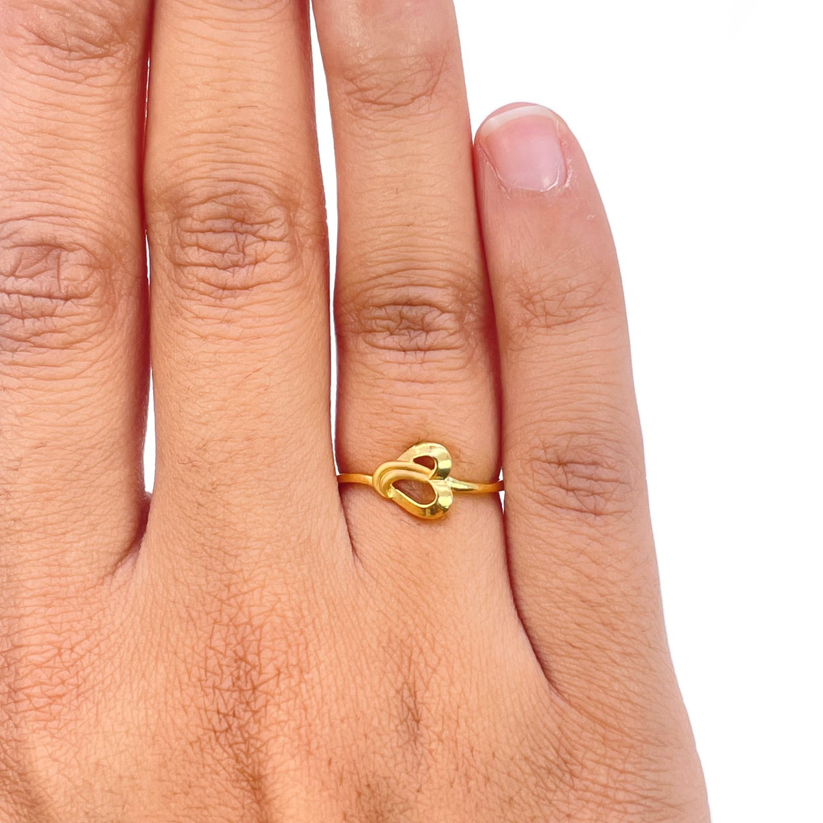 22ct Yellow Gold Heart Ring Matte & High Polished Finish Loop