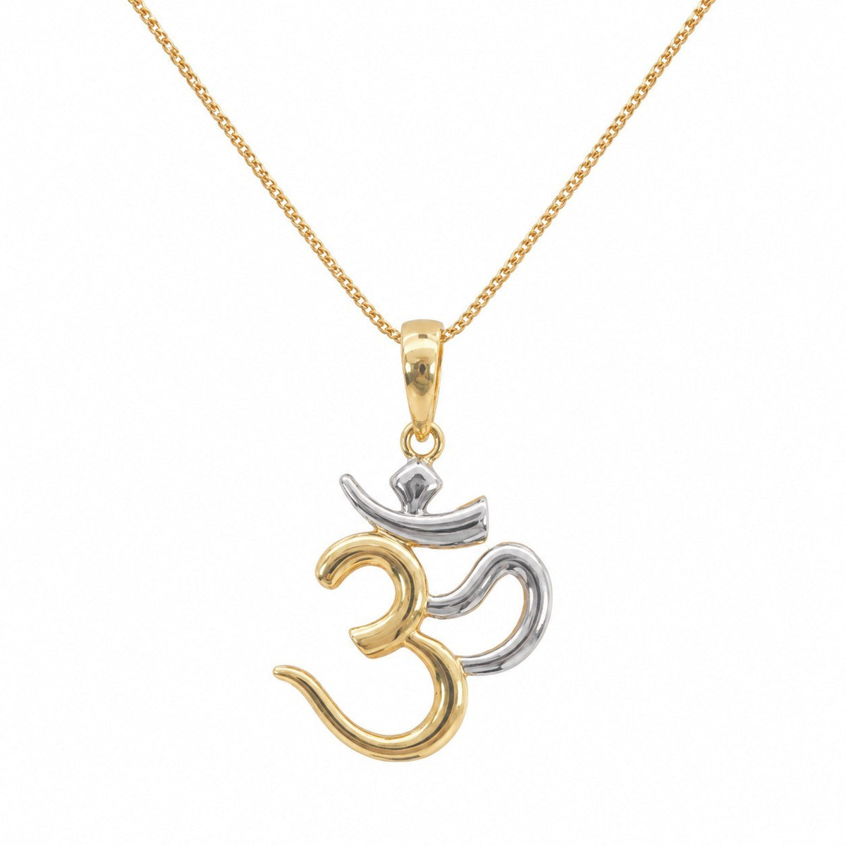 22ct Two Tone Gold Om Symbol Pendant High Polished Hindu Charm