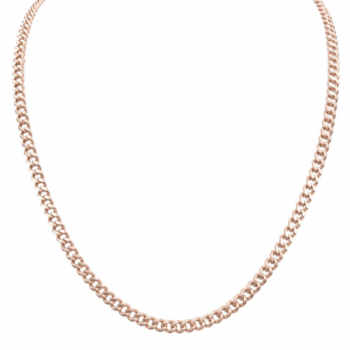 9ct Rose Gold Curb Chain Necklace Flat Link Polished 27.5 Inches