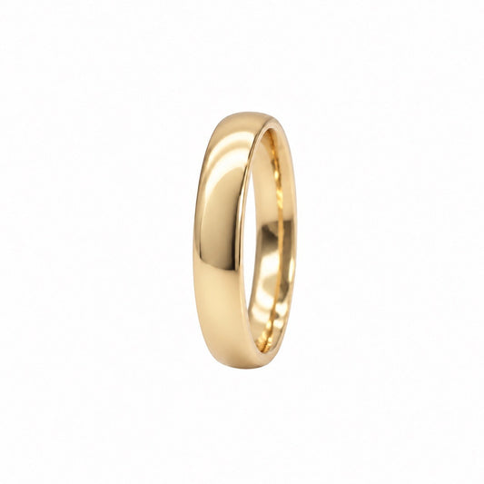9ct Yellow Gold Plain Polished Wedding Band Ring Classic Court Shape - 4mm