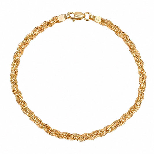 22ct Yellow Gold Braided Chain Bracelet Diamond Cut Plait 7 Inch 3mm