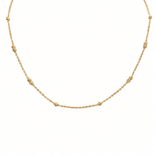 22ct yellow gold fine cable chain necklace with diamond cut beads, 16 inch