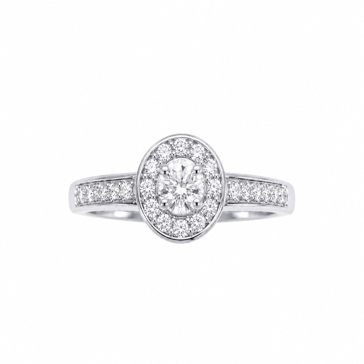 18ct White Gold Natural Diamond Halo Ring Pav� Solitaire Cluster Ring 0.34ct