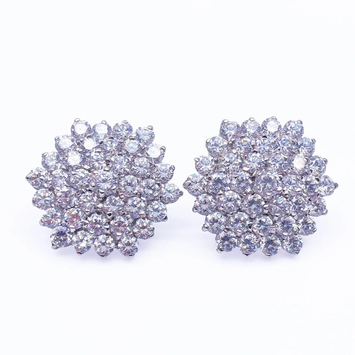 9ct White Gold Cubic Zirconia Hexagonal Cluster Earrings Hallmarked 20mm Wide 