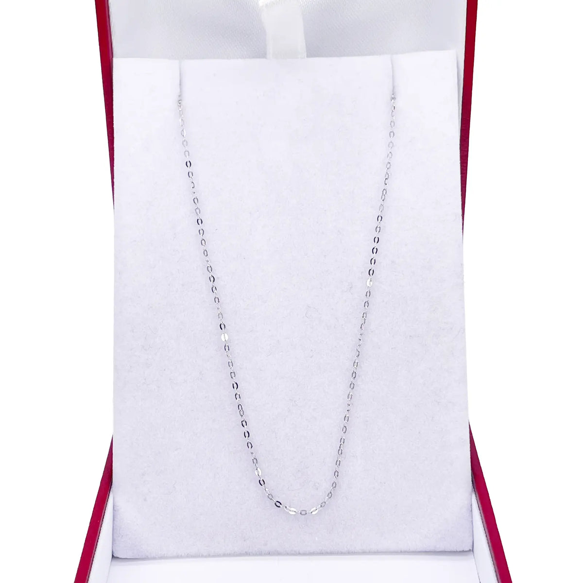 Platinum Cable Trace Link Chain Necklace 16 Inches 0.9mm Width 